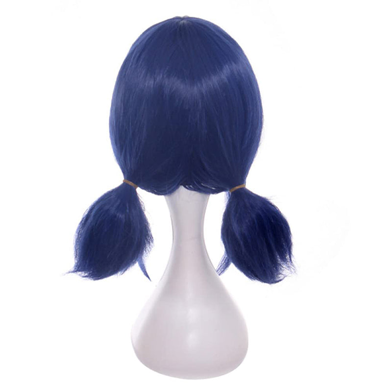 Women Anime Cosplay Wig Blue Hair With Eyepatch and Bow Ties Costume Accessories For Halloween Party