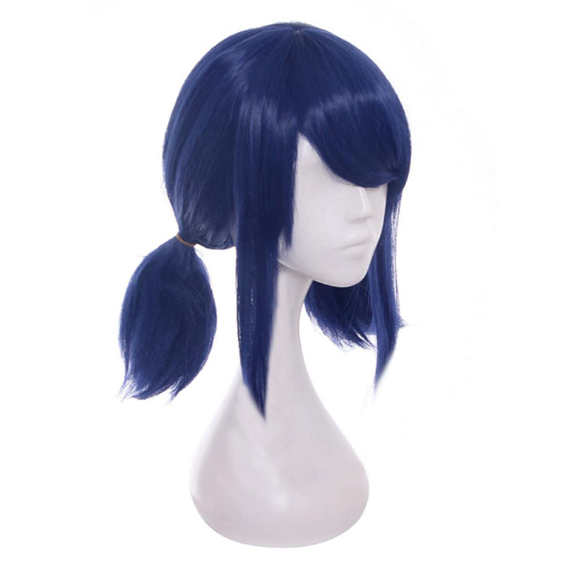 Women Anime Cosplay Wig Blue Hair With Eyepatch and Bow Ties Costume Accessories For Halloween Party