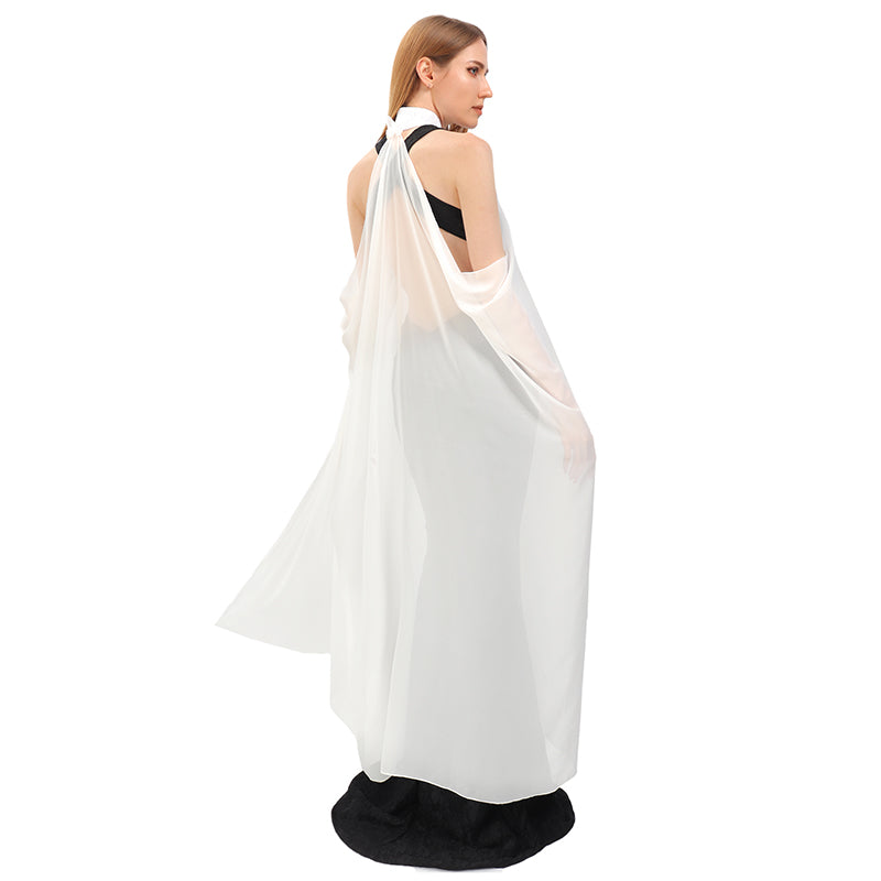 Women Chiffon Sheer Cape Gothic Tulle Cloak Evening Glamour Dresses Wedding Bridal Collared Shawls