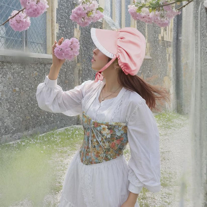 Women Colonial Cap Medieval Bonnet Hat Pink Hat Daily Wear Christmas Cap Cosplay Head Wear Hat
