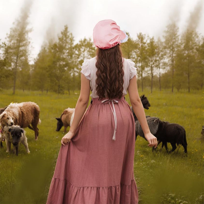 Women Colonial Cap Medieval Bonnet Hat Pink Hat Daily Wear Christmas Cap Cosplay Head Wear Hat