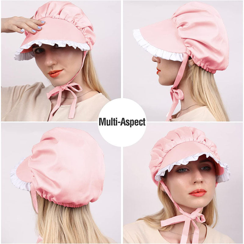 Women Colonial Cap Medieval Bonnet Hat Pink Hat Daily Wear Christmas Cap Cosplay Head Wear Hat