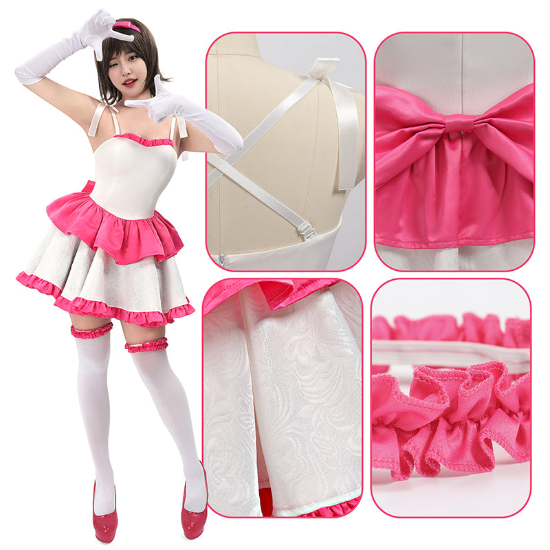 Women Cosplay Strapless Dress with Accessories Full Set Cosplay Costumes Outfit for Halloween Daily Wear