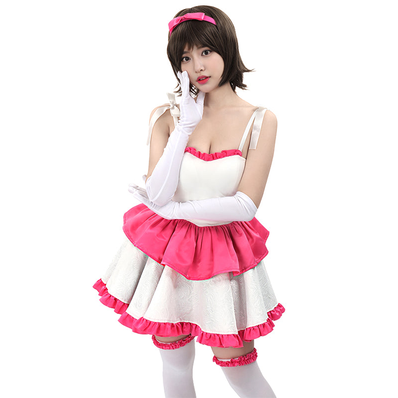 Women Cosplay Strapless Dress with Accessories Full Set Cosplay Costumes Outfit for Halloween Daily Wear
