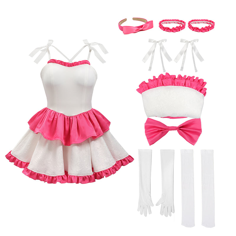 Women Cosplay Strapless Dress with Accessories Full Set Cosplay Costumes Outfit for Halloween Daily Wear