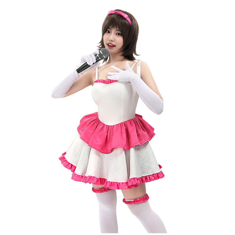 Women Cosplay Strapless Dress with Accessories Full Set Cosplay Costumes Outfit for Halloween Daily Wear