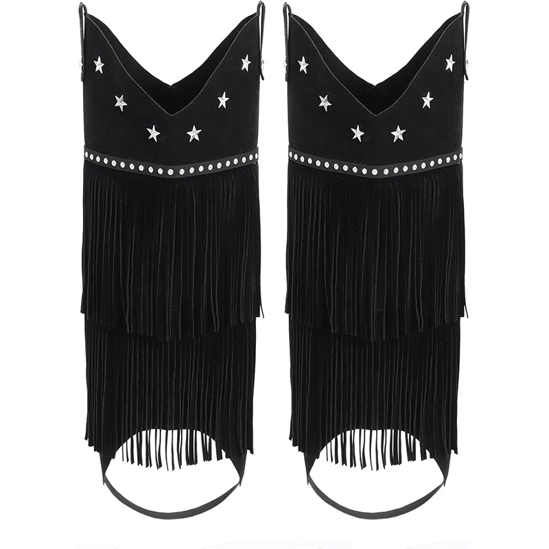 Women Cowgirl Boots Covers With Fringe Rodeo Leg Covers Cosplay Costume Accessories