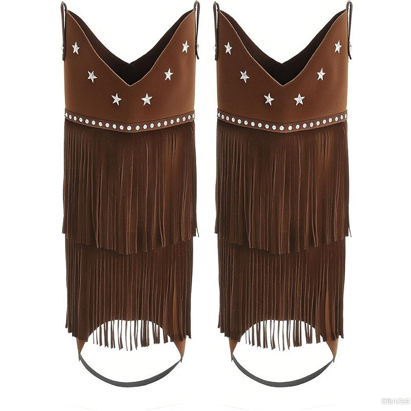 Women Cowgirl Boots Covers With Fringe Rodeo Leg Covers Cosplay Costume Accessories
