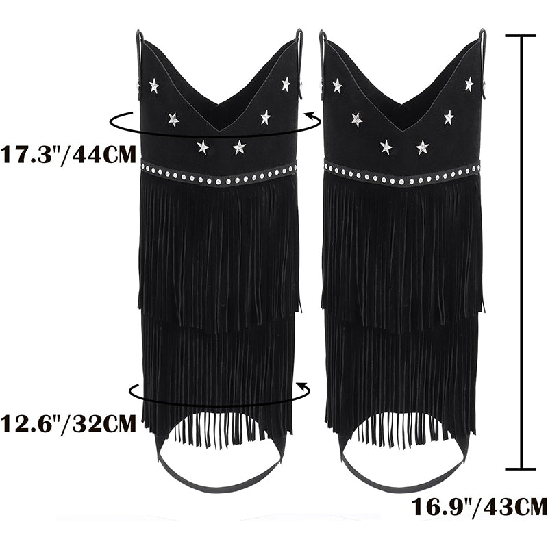 Women Cowgirl Boots Covers With Fringe Rodeo Leg Covers Cosplay Costume Accessories