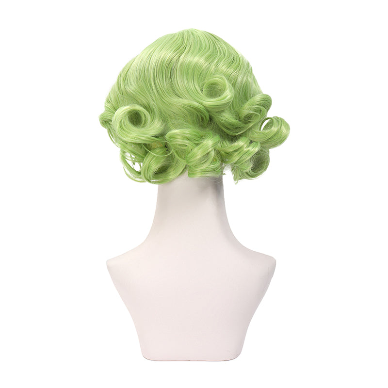 Women Curly Green Wig Anime Cosplay Hair Short Bob Wig For Halloween Party