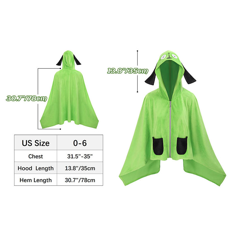 Women Cute Green Blanket Hoodie Warm Comfy Air Conditioning Blanket Hooded Cloak with Pockets