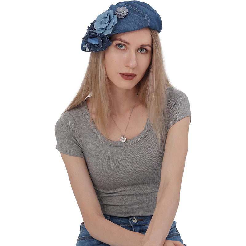 Women Denim Beret Hat Fisherman Newsboy Flat Cap Gatsby Cabbie Visor Renaissance French Painter Casual Sun Hats For Party Daily Wear