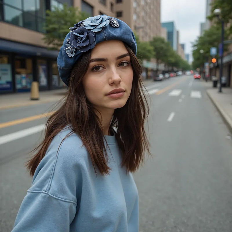 Women Denim Beret Hat Fisherman Newsboy Flat Cap Gatsby Cabbie Visor Renaissance French Painter Casual Sun Hats For Party Daily Wear