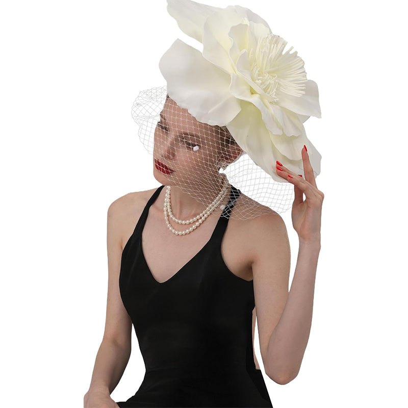 Women Derby Hats With Headband And Clip Large Flower Tea Party Head-wear Cocktail Wedding Cap Hat Costume Accessories