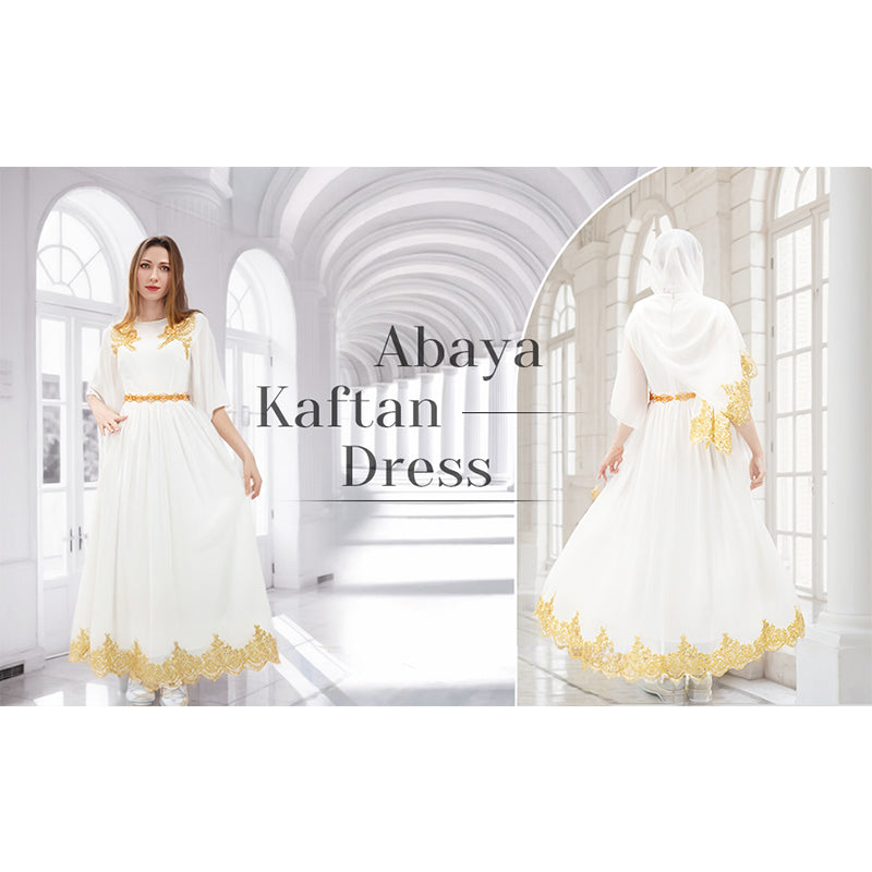 Women Girls Abaya Kaftan Dress Gown With Hijab Farasha Long Muslim Dress