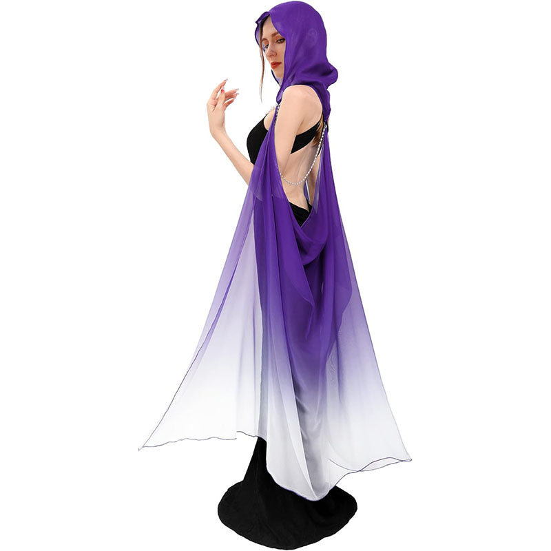 Women Hooded Cape Tulle Gothic Fairy Cloak Off Shoulder Fantasy Capelet Elf Sheer Cloak Tulle Bridal Cape