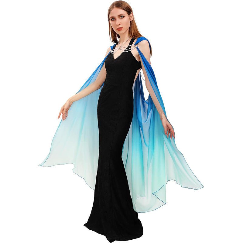 Women Hooded Cape Tulle Gothic Fairy Cloak Off Shoulder Fantasy Capelet Elf Sheer Cloak Tulle Bridal Cape