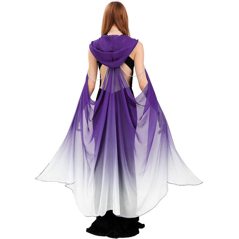 Women Hooded Cape Tulle Gothic Fairy Cloak Off Shoulder Fantasy Capelet Elf Sheer Cloak Tulle Bridal Cape