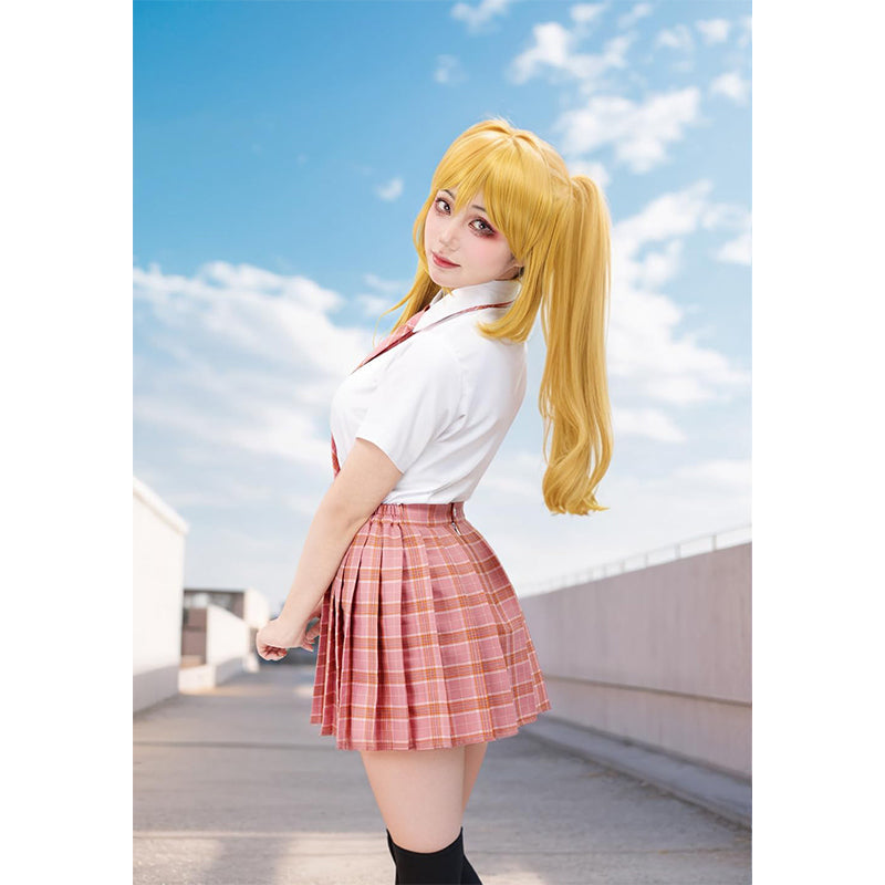 Women Japanese Uniform Outfit Costume with Plaid Bow Tie 5 PCS for Halloween Party Daily Wear