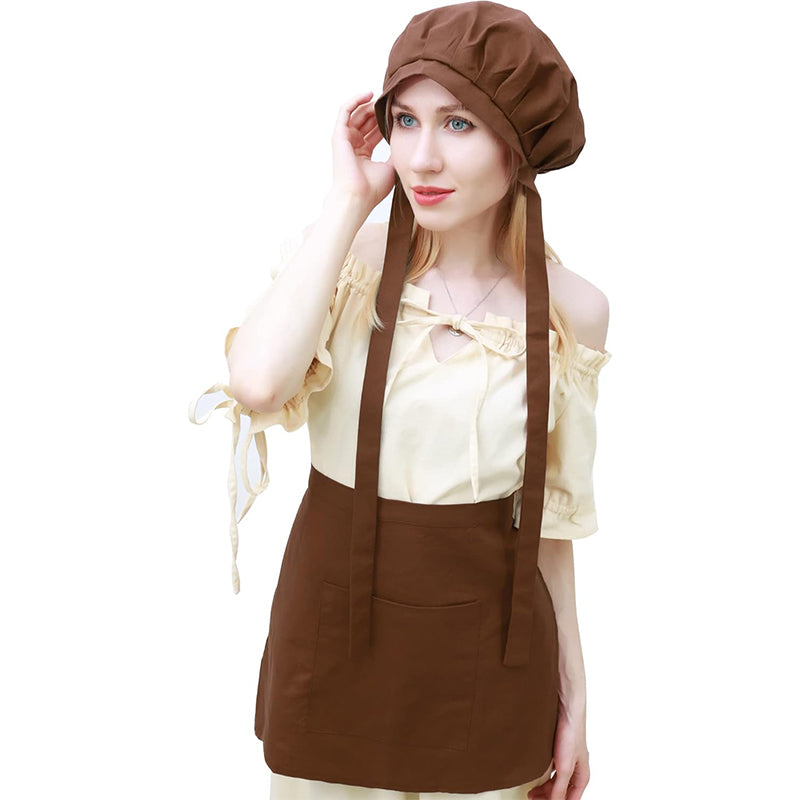 Women Medieval Bonnet Cap Linen Colonial Amish Peasant Mob Hat Renaissance Head-wear Hat Cosplay Costume Accessories