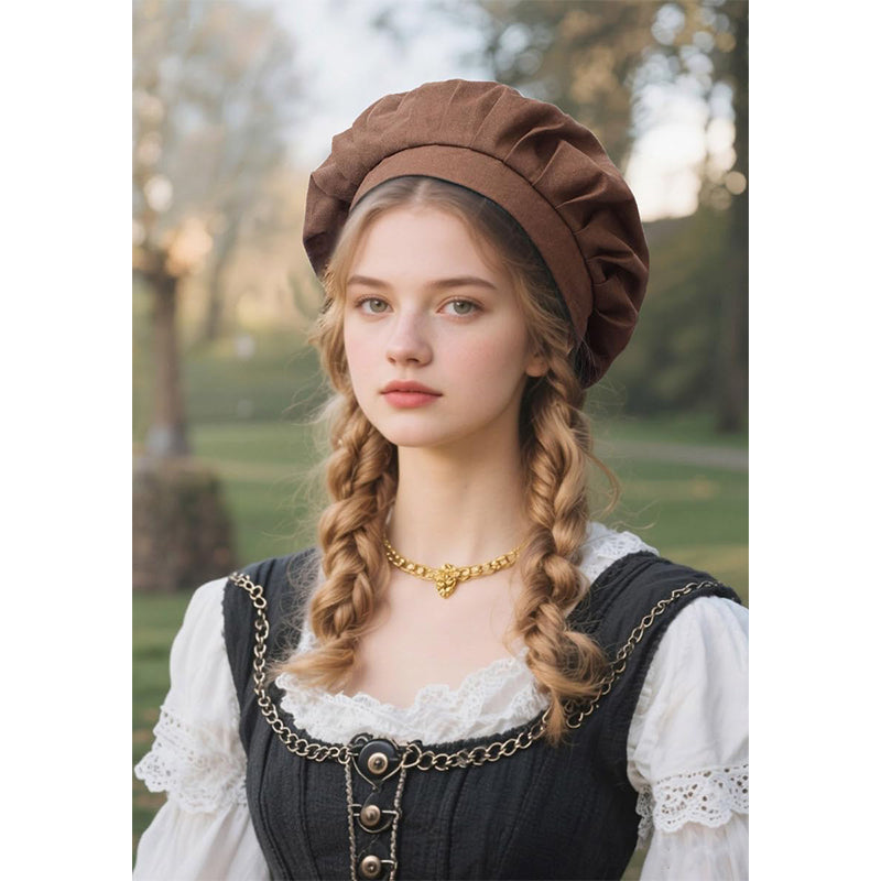 Women Medieval Bonnet Cap Linen Colonial Amish Peasant Mob Hat Renaissance Head-wear Hat Cosplay Costume Accessories