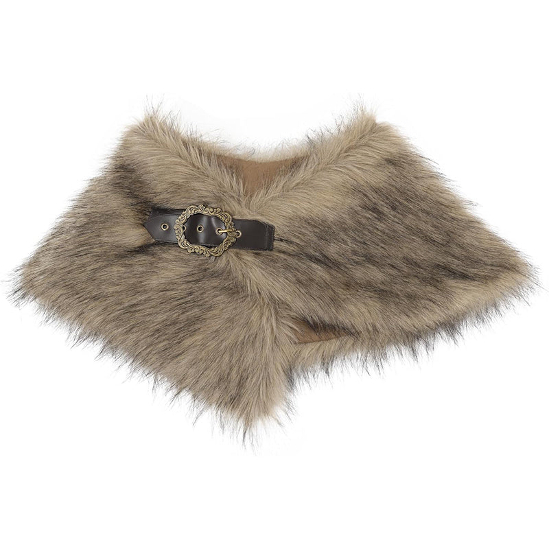 Women Medieval Faux Fur Cape Shawl Renaissance Shoulder Wrap Eskimo Collar Costume Accessories