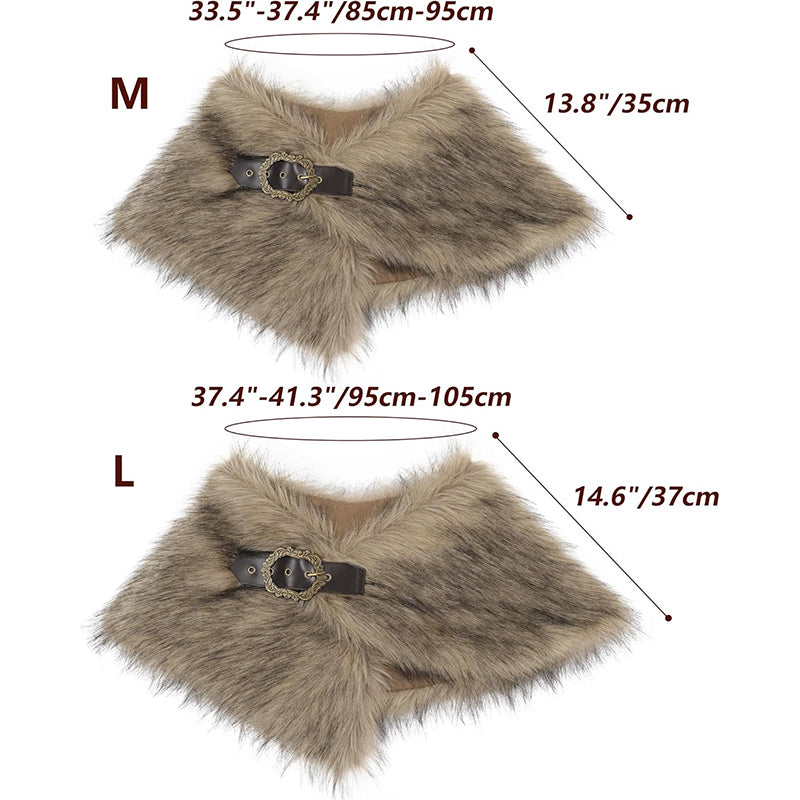 Women Medieval Faux Fur Cape Shawl Renaissance Shoulder Wrap Eskimo Collar Costume Accessories