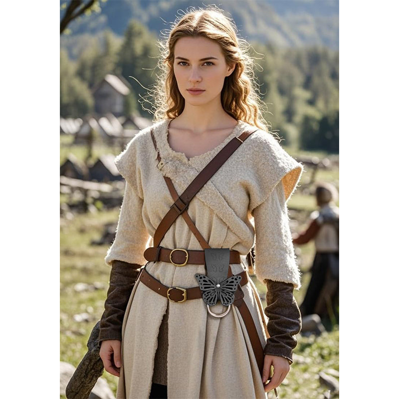 Women Medieval Faux Leather Skirt Hike Renaissance Belt Waistband Skirt Hikes Dress Waistband Costume Accessories