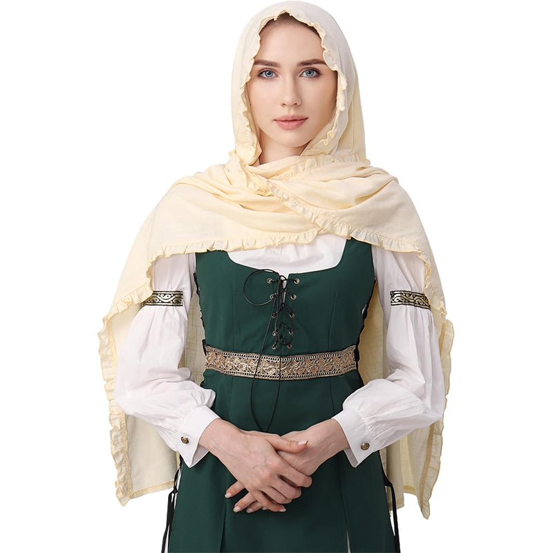 Women Medieval Headscarf Renaissance Linen Head Covering Latin Mass Church Cruseler Veil Costume Accessories