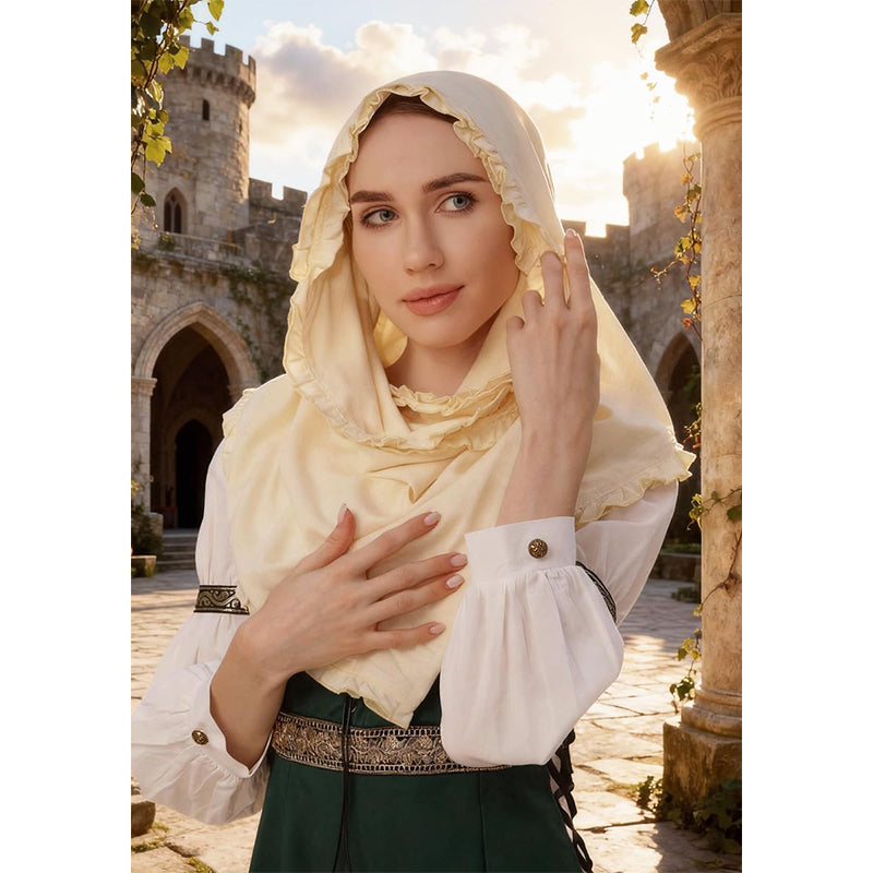 Women Medieval Headscarf Renaissance Linen Head Covering Latin Mass Church Cruseler Veil Costume Accessories