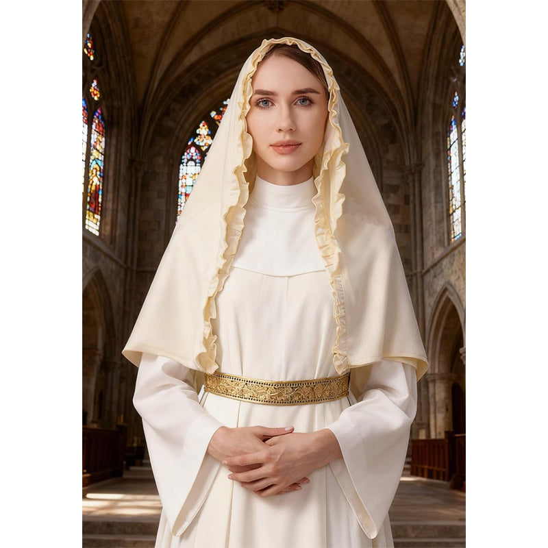 Women Medieval Headscarf Renaissance Linen Head Covering Latin Mass Church Cruseler Veil Costume Accessories