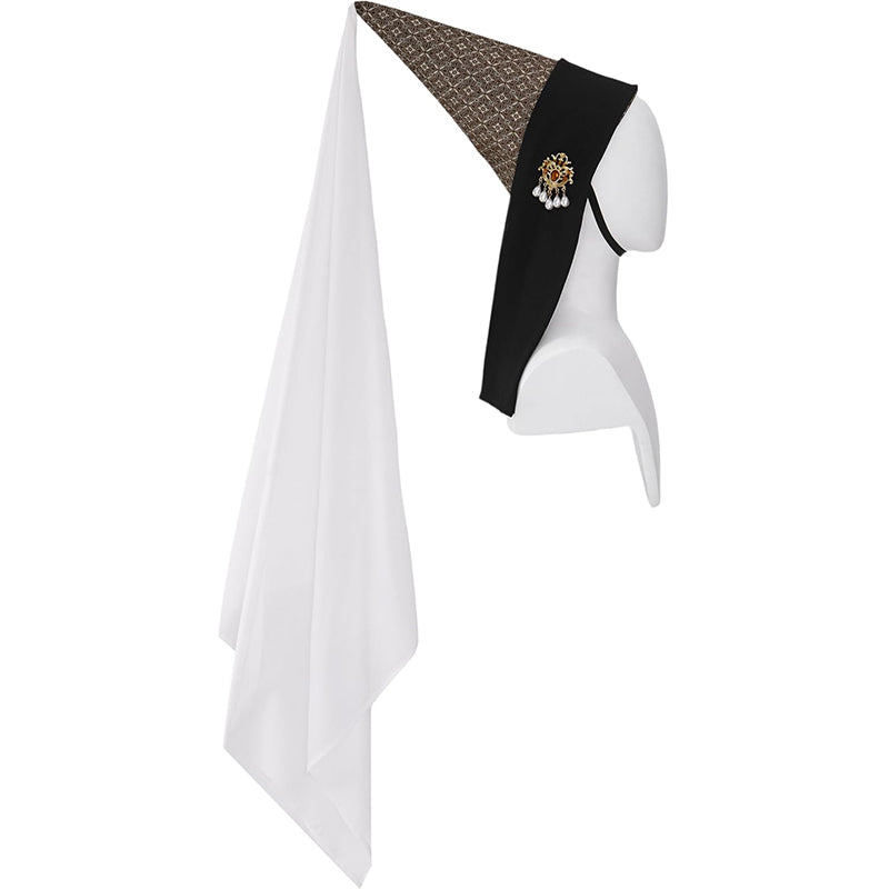 Women Medieval Hennin Hat With Veil Middle Ages Headwear Renaissance Headpiece LARP Halloween Hat Cosplay Costume Accessories