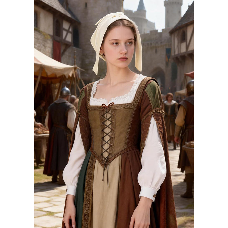 Women Medieval Coif Cap Renaissance Victorian Bonnet Peasant Amish Hat Colonial Coif Headwear Cosplay Costume Accessories