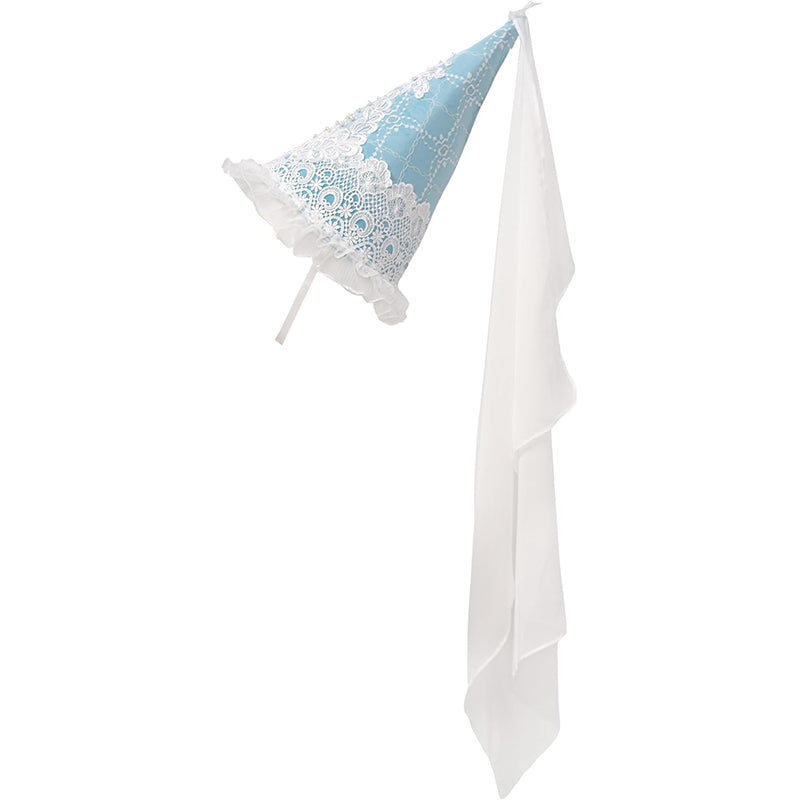 Women Medieval Lace Hennin Hat With Veil Renaissance Princess Hat Cone-Shaped Headdress Cosplay Costume Accessories