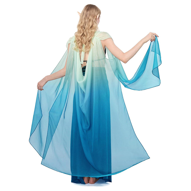 Women Medieval Renaissance Fairy Cape Elf Cloak Off Shoulder Tulle Shawl Wedding Cape For Party Festival