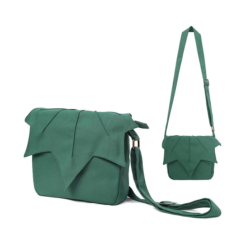 Women Men Medieval Renaissance Leaf Bag Ren Faire Purse Elf Pouch Bag Canvas Adjustable Zipper Fairy Purse Cosplay Costume Accessories