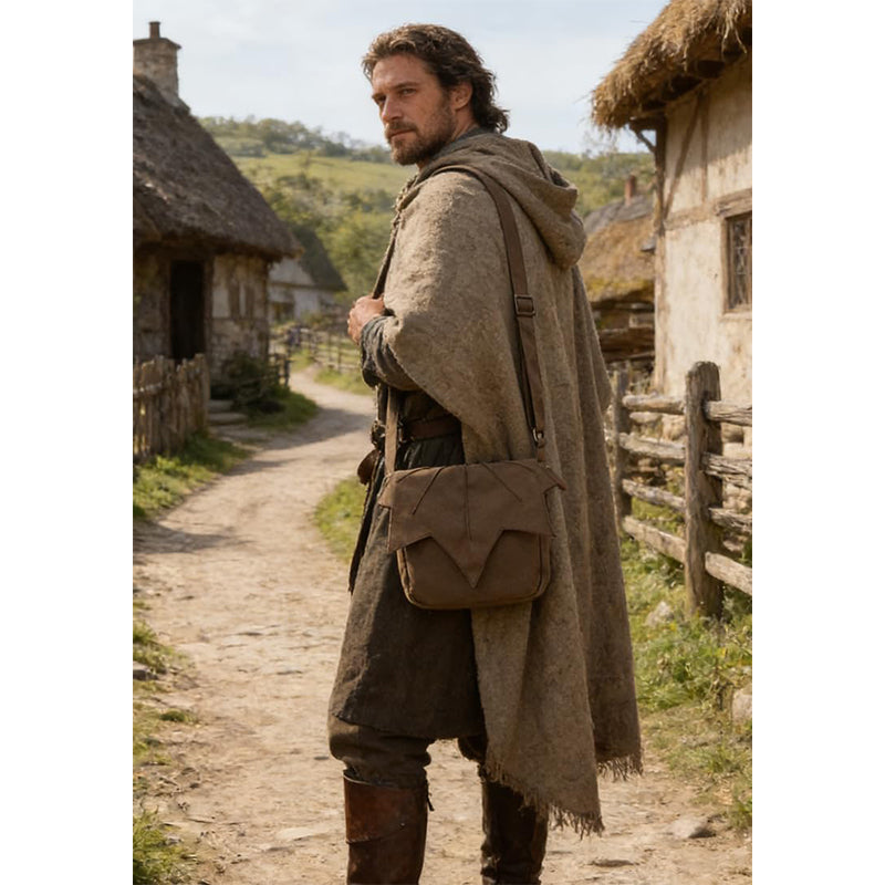 Women Men Medieval Renaissance Leaf Bag Ren Faire Purse Elf Pouch Bag Canvas Adjustable Zipper Fairy Purse Cosplay Costume Accessories