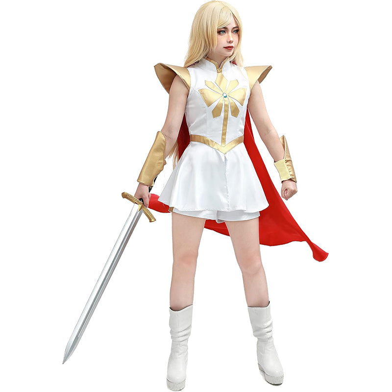 Women Power Princess Cosplay Dress With Red Cloak for Halloween Party