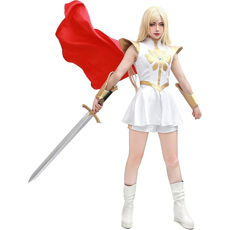 Women Power Princess Cosplay Dress With Red Cloak for Halloween Party