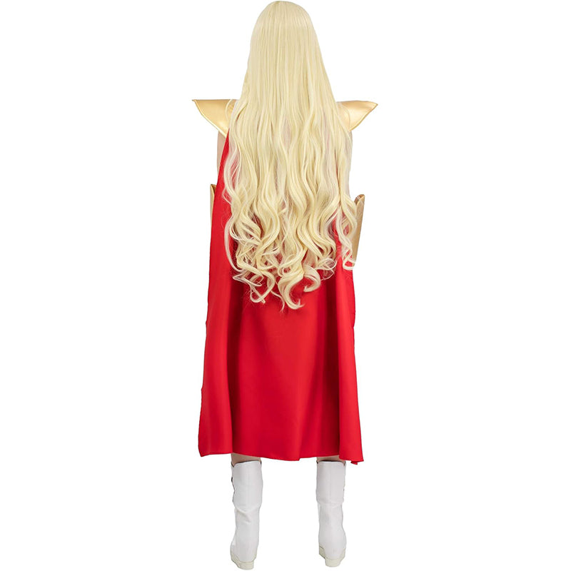 Women Power Princess Cosplay Dress With Red Cloak for Halloween Party