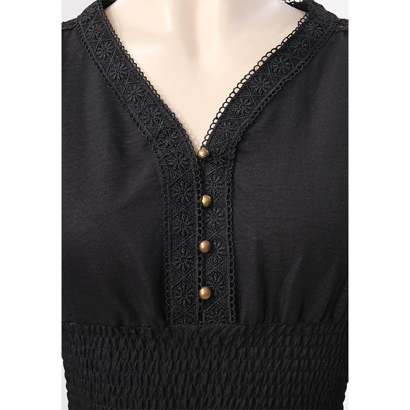 Women Renaissance Blouse Pirate Top Gothic Shirt V-neck Lantern Sleeves Shirt Smocked Waist Victorian Blouse For Party Daily Wear