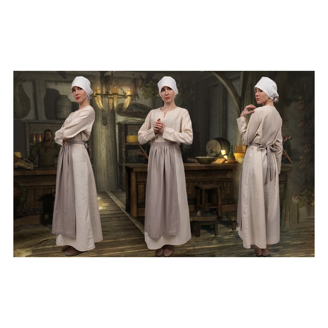 Women Renaissance Half Apron Medieval Vintage Linen Waist Apron Cosplay Costume Accessories