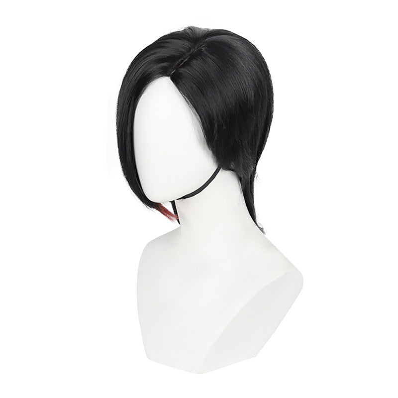 Women Short Black Wig with Bangs Game Cosplay Hair Wig for Halloween