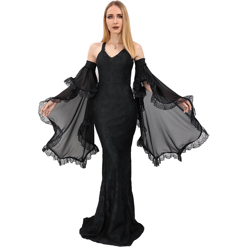 Women Victorian Detachable Sleeve Gothic Tulle Sleeves Mesh Cuffs Chiffon Lace Arm Sleeves