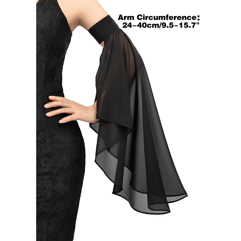 Women Victorian Long Tulle Gloves Gothic Black White Lace Chiffon Detachable Sleeves Vampire Witch Cosplay Costume Accessories