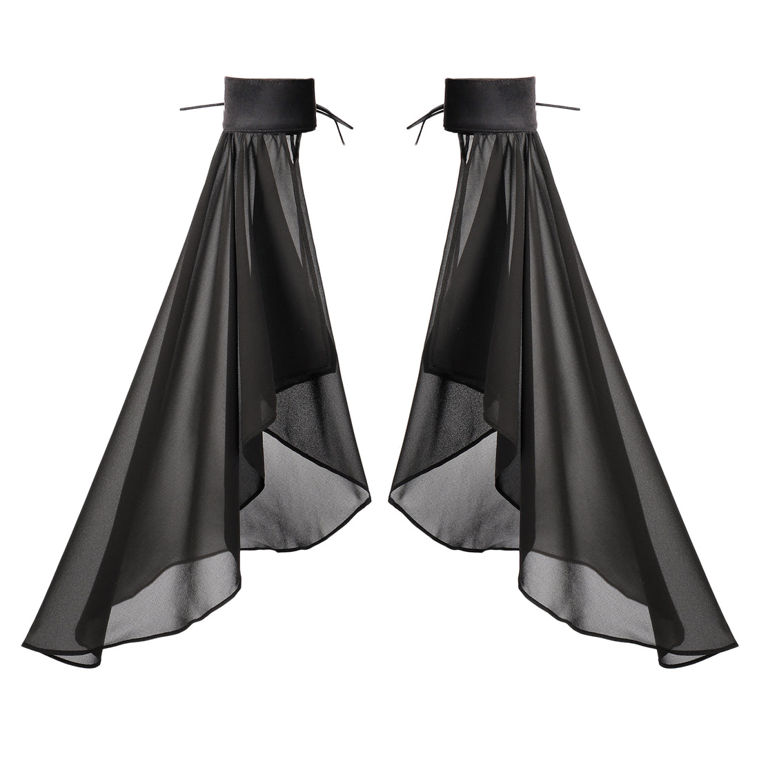 Women Victorian Long Tulle Gloves Gothic Black White Lace Chiffon Detachable Sleeves Vampire Witch Cosplay Costume Accessories