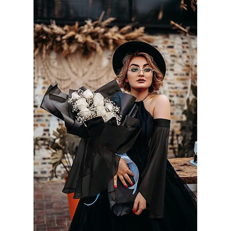 Women Victorian Long Tulle Gloves Gothic Black White Lace Chiffon Detachable Sleeves Vampire Witch Cosplay Costume Accessories