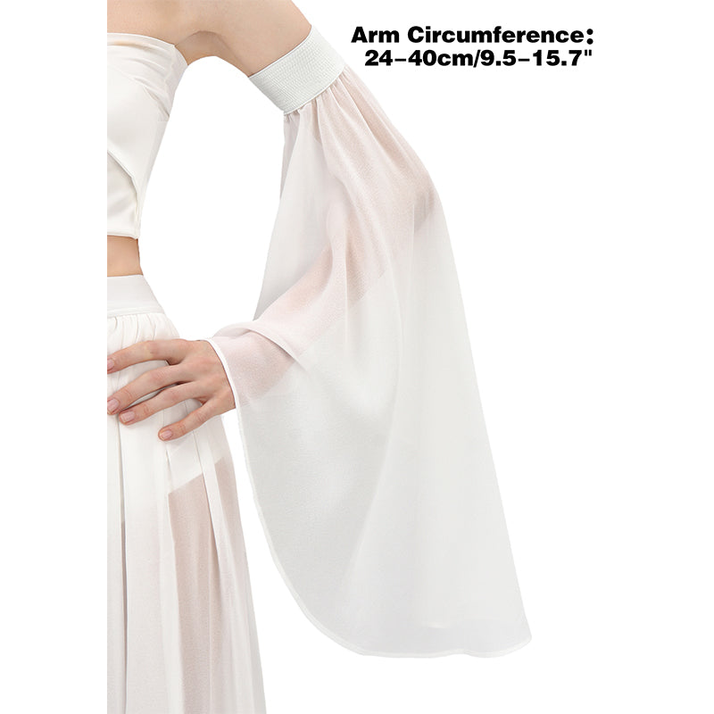 Women Victorian Long Tulle Gloves Gothic Black White Lace Chiffon Detachable Sleeves Vampire Witch Cosplay Costume Accessories