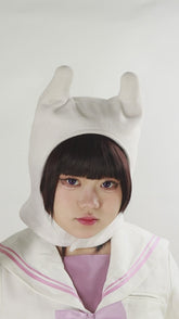 Finn Hat White Bunny Ears for Easter Day Costume Halloween