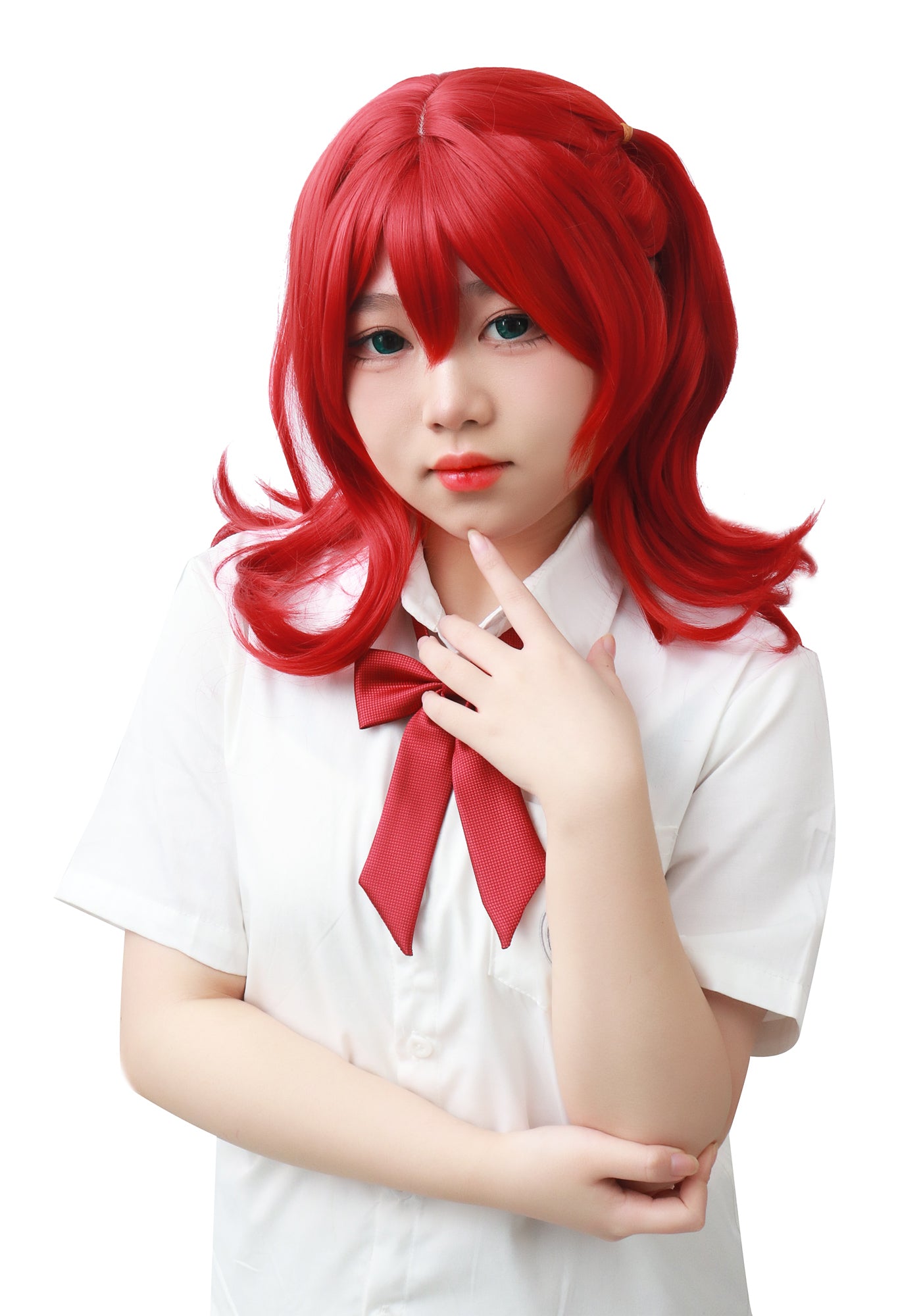 DAZCOS Kita Ikuyo with Side Ponytail Red Cosplay Wig Red